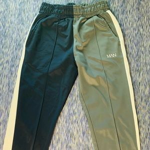 Blue and gray Boohooman trackpants